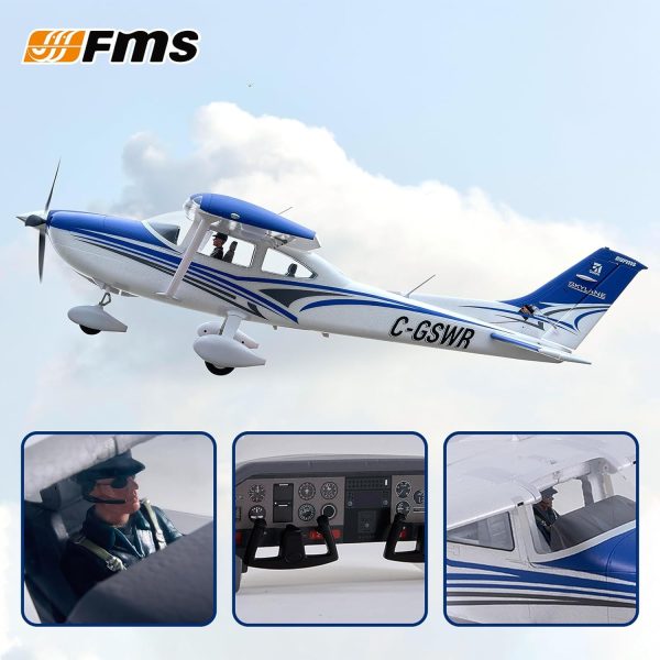 Fms Rc Planes for Beginners Remote Control Airplane for Adults Single-Engine Propeller Airplane 1500MM Cessna 182 Blue 6 Channel Hobby Rc Airplanes PNP (No Radio, Battery, Charger) - Image 6