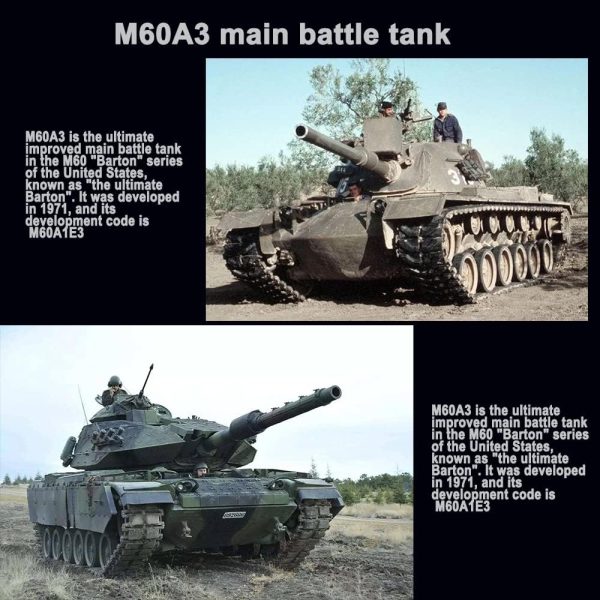 Remote Control Heavy Tank M60A3 RC Battle War Military Vehicle Simulation Smoke Shooting Sound Effect Collection Entry-Level Model 25.2Inch Large - Image 3