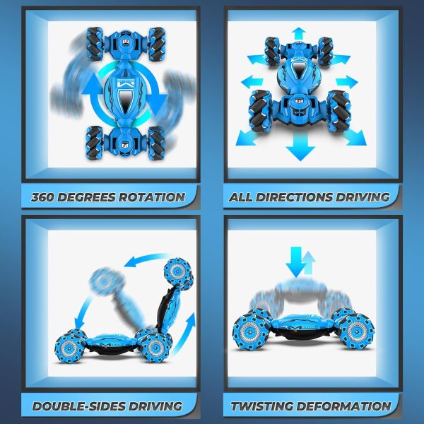 Dysaim Gesture RC Car, Gesture Sensing RC Stunt Car Toys for Kids 6-12 yr, 2.4GHz 4WD Hand Remote Control Cars with Lights Music, Off-Road 360° Rotation RC Drift Car Birthday Toy Gifts - Image 8