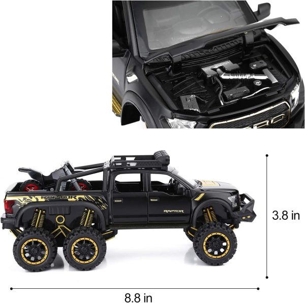 SASBSC Toy Pickup Trucks for Boys F150 Raptor DieCast Metal Model Car with Sound and Light for Kids Age 3 Year and up Black - Image 5