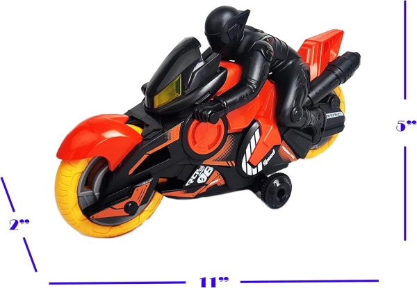 Vangoddy RC Motorcycle Two-Wheel Remote Control Stunt Drifting Street Bike 360 Spinning Motorcycle Toy with Real Sounds and Lights (Red) - Image 8