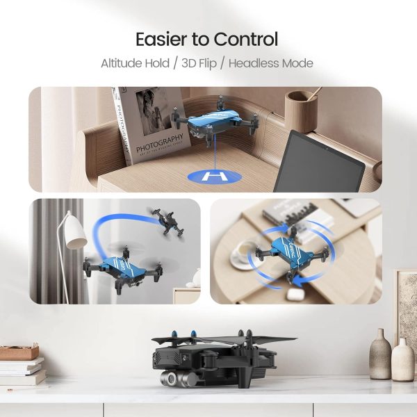 DEERC D20 Mini Drone with Camera for Kids, Remote Control Toys Gifts for Boys Girls with Voice Control, Gestures Selfie, Altitude Hold, Gravity Control, One Key Start, 3D Flips 2 Batteries, Blue - Image 5