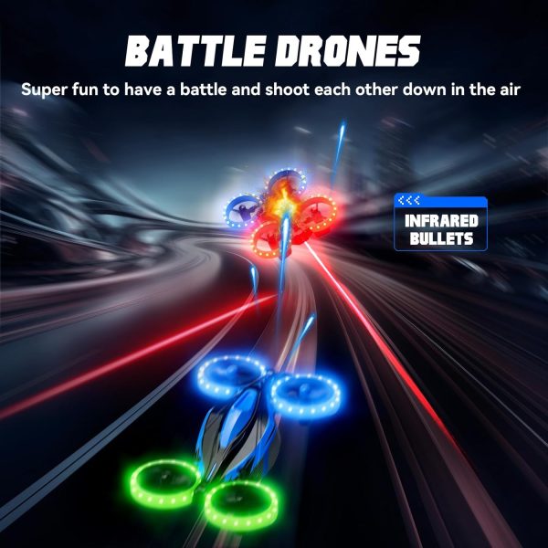 Drones for Kids, 3in1 Battle Drone with LED Lights, 3D Flip, Circle Fly, Altitude Hold, Remote Control Car Functions, Mini Drone for Boys Girls 4-8 6-12 Christmas and Birthday Gifts - Image 4