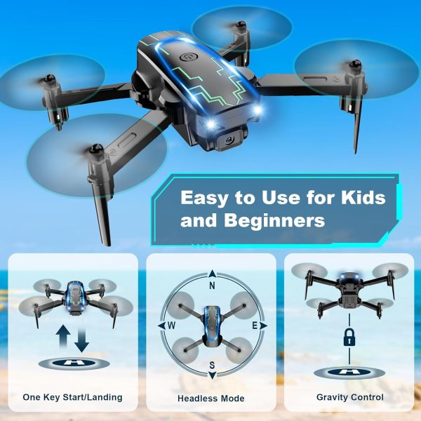 Mini Drone with Camera, Drones for Kids Adults, Boys Gifts, 1080P HD Foldable Drone with Gravity Control, Gestures Selfie, Altitude Hold, One Key Start, 3D Flips, 2 Batteries, Toy for Boys Girls - Image 3