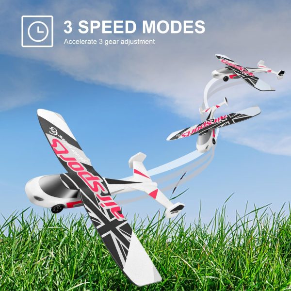 4DRC RC Plane, 2.4Ghz Remote Control Airplane,Flying with 2 Batteries & Propeller 6-axis Gyro Stabilizer,Blue&Green Light,Easy to Fly for Beginners Adults Kids Boys - Image 7