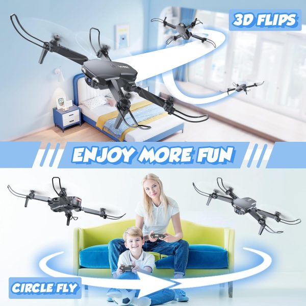 Drones for Kids with Camera - Remote Control Helicopter Toys Gifts for Boys Girls, 1080P HD FPV Mini Drone for Adults, RC Quadcopter with One Key Start/Land, Altitude Hold, Gesture Selfie, 2 Batteries - Image 6