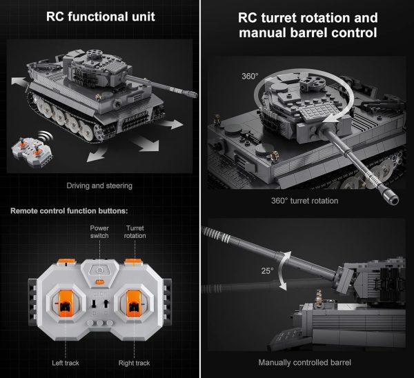 dOMOb Tiger WWII German Tank Building Kit – 2.4G Remote Control Battle Army Build Set – 1:35 RC Tank Model – CaDA Bricks Toy for 14+ Kids & Adults – 925 Building Blocks – for Boys, Hobbyist, Collector - Image 7