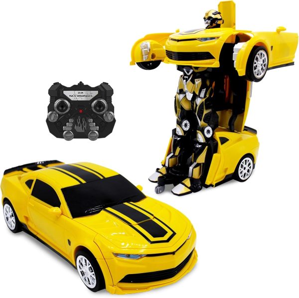 Kids Transforming Robot RC Car Toys for Boys 8-13 Remote Control Gift Yellow - Image 2