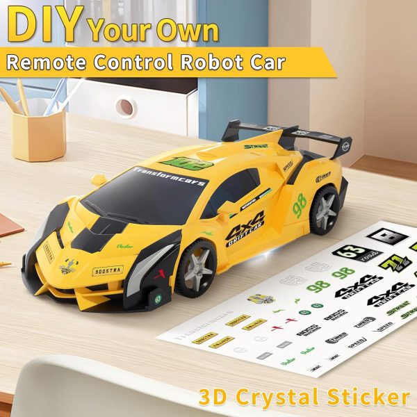 Remote Control Car - Transforming Robot RC Car, Laser Eyes, 2.4GHz Police Car Toy, 3D Crystal DIY Stickers, One-Button Deformation, 360° Rotating, Perfect Christmas & Birthday Gift for Boys/Girls - Image 6