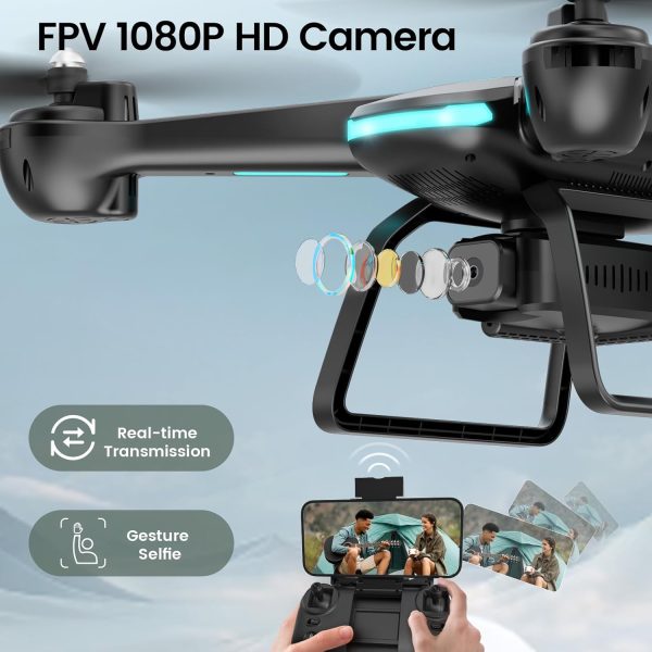 Drone with Camera for Kids 1080P HD FPV Drones, WeFone RC Quadcopter for Adults Beginners with Altitude Hold, 360 Flips, Headless Mode, One Key Start, Waypoint Fly, 2 Batteries - Image 3