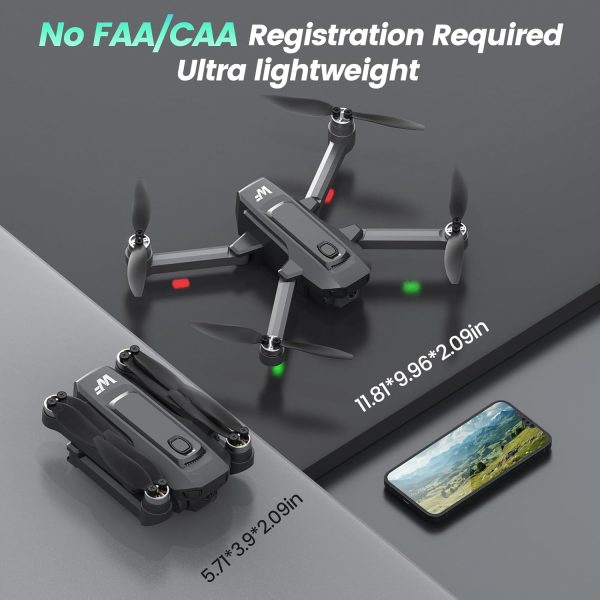 Drones with Camera for Adults 4k,WeFone WF30 GPS Follow Me Drone for Beginners Kids Foldable FPV RC Quadcopter, Return Home, Brushless Motor, 5G Transmission, 40 Mins Flight Time, 2 Batteries - Image 10