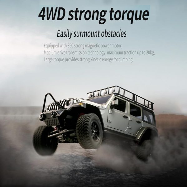 GoolRC RC Crawler, 1:12 Scale 4WD Remote Control Car, Off-Road Truck with Lights, 2.4Ghz RC Rock Crawler 4x4 All Terrain Car Kids Toy with 2 Battery - Image 3