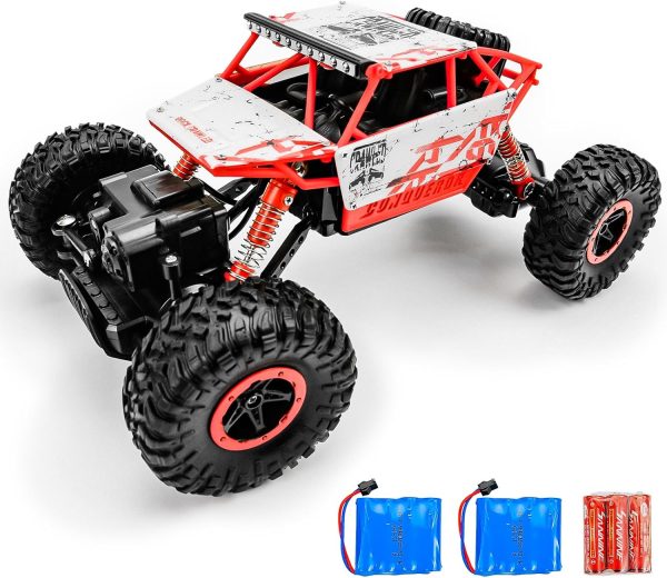 Cheerwing 1:18 Rock Crawler 2.4Ghz Remote Control Car 4WD Off Road RC Monster Truck 2 Battery(Red) - Image 2