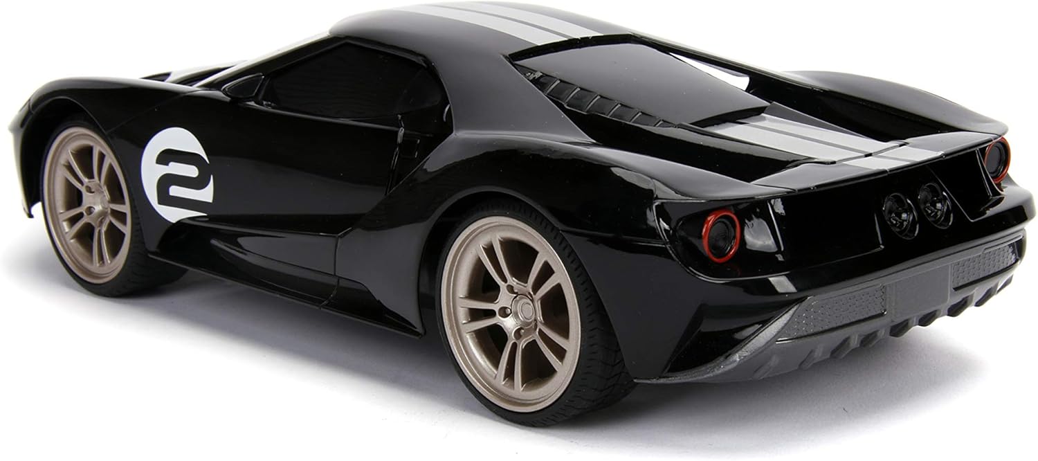 Jada Toys Bigtime Muscle 1:16 2017 Ford GT RC Remote Control Car 2.4 GHz Black/White Stripes, Toys for Kids and Adults, Glossy Black W/Stripes (30721) - Image 3