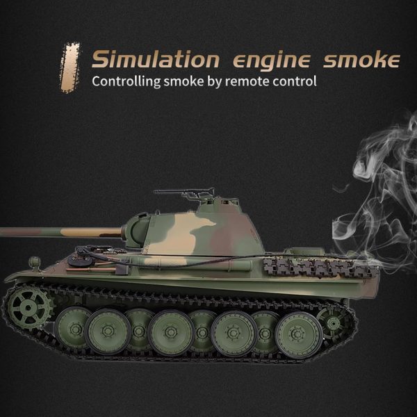 GoolRC RC Tanks, 1:16 Scale Remote Control Tank, German Panther G Army Tank Toys for Boys, 2.4GHz RC Military Main Battle Tank with Sound and Smoke for Kids and Adults (Professional Version) - Image 7