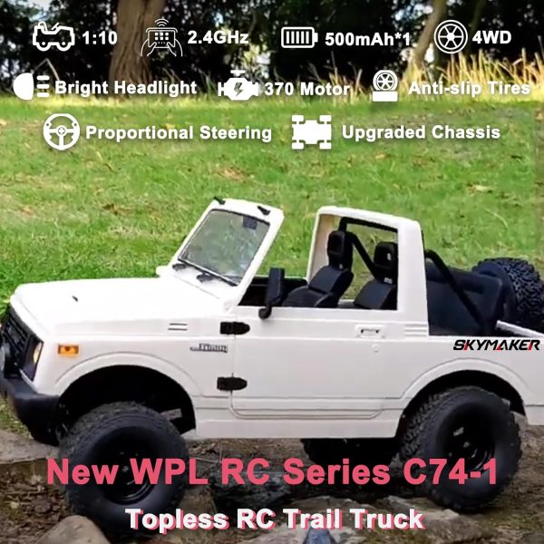 Skymaker New WPL C74-1 1/10 Scale Suzuki Jimny RTR Trail Crawler with Openable Doors Detachable Roof and Windows 4x4 Off-Road RC Trucks(Pack with Foam Box) - Image 4