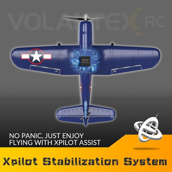 VOLANTEXRC Remote Control Aircraft,4-CH RC Plane,Ready to Fly F4U Corsair,Corsair RC Plane for Adult with X-Pilot Stabilization System, One Key Aerobatic, 2.4GHZ 6-AXIS Gyro - Image 4