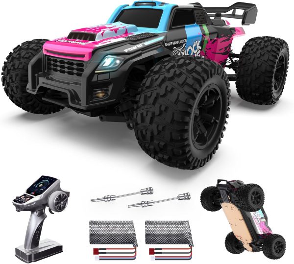 Powerextra RC Cars for Adults, 1:16 Scales High Speed 40+ KM/H Remote Control Truck, 4WD Hobby Electric Off Road Monster Trucks with LED Light, 2 Batteries, 50+ Mins Play Car for Boys & Girls - Image 2