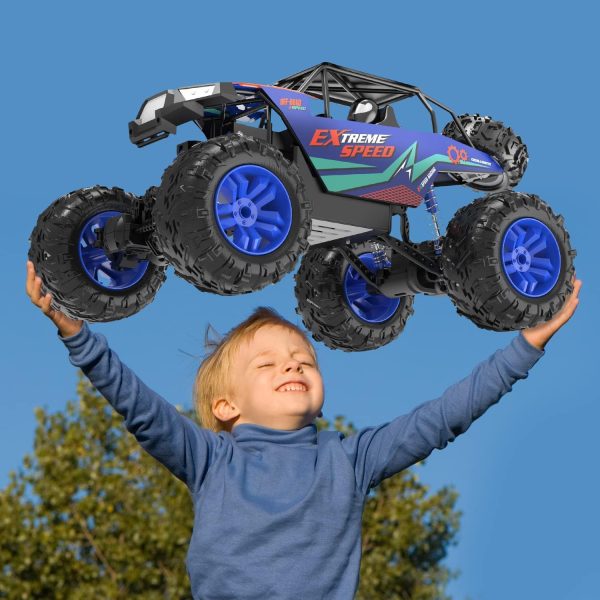 DE60 Large 1:8 Scale Upgraded RC Cars Remote Control Car for Adults Boys, Off Road Monster Truck with Realistic Sound, 2.4Ghz 4WD Rock Crawler Toy All Terrain Climbing, 2 Batteries for 80 Min Play - Image 4