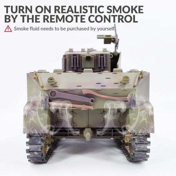 RACENT 1:16 RC Tank US M5A1 Stuart, Remote Control Tank, Model Toys for Adult and Kid with Smoke, Barrel Lifting, Turret Rotation 360 Degrees, NO-Shooting - Image 4