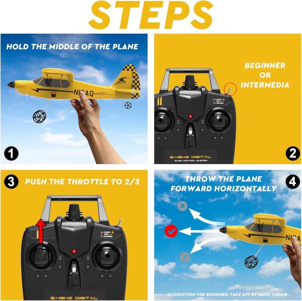 28℃ RC Plane 3 Channel Remote Control Airplane Trainer Airplane Sport Cub S2 with Propeller Saver&Xpilot Stabilization System,One-Key U-Turn Easy to Fly for Kids & Adults, Yellow (761-14 RTF) - Image 7