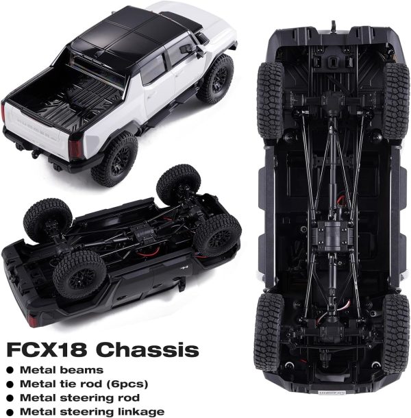 FCX18 FMS 1/18 Hummer EV RC Crawler, RC Pick-up Truck, RC Rock Crawler with 2 Speed, Lighting Control, Portal Axles and 7.4V 900mah Battery for Adults (Black) - Image 5