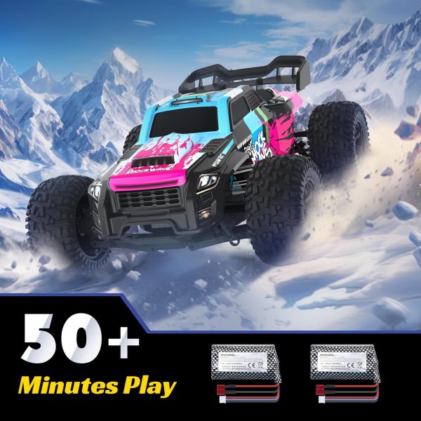 Powerextra RC Cars for Adults, 1:16 Scales High Speed 40+ KM/H Remote Control Truck, 4WD Hobby Electric Off Road Monster Trucks with LED Light, 2 Batteries, 50+ Mins Play Car for Boys & Girls - Image 7