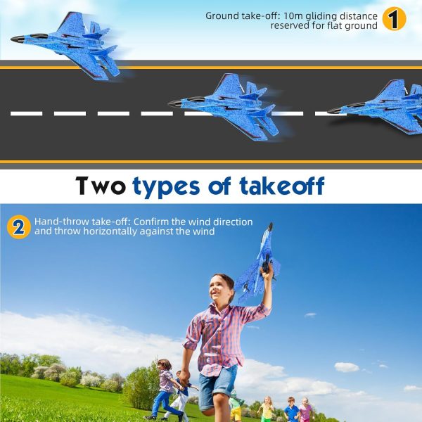 RC Plane, Remote Control Airplane- 2CH 2.4Ghz Remote Control Wireless Airplane Toy with Lights, Foam RC Fighter Plane Jet for Adults Kids Toys - Image 5