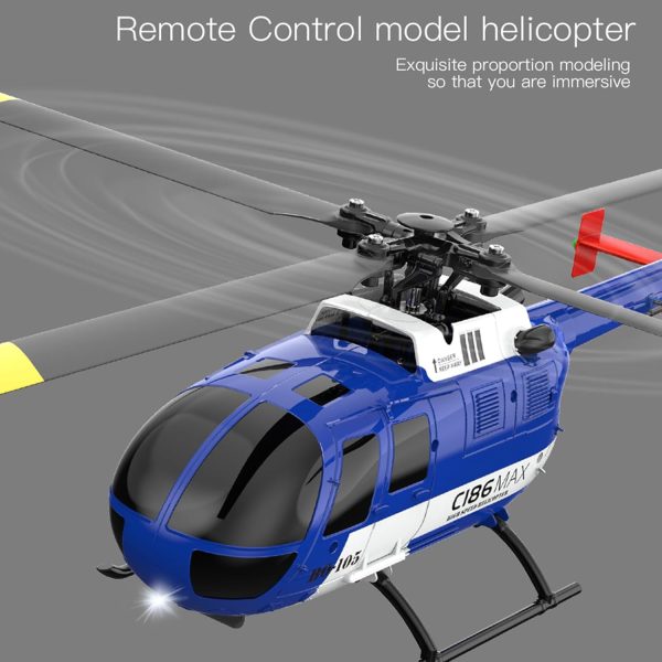 C186max Remote Control Helicopter New Upgrades 6-axis Gyroscope 2.4G 4CH Single Propeller Aileron Free RC Helicopter with Optical Flow Positioning Low Voltage Alarm One Click Function (3 Battery) - Image 9