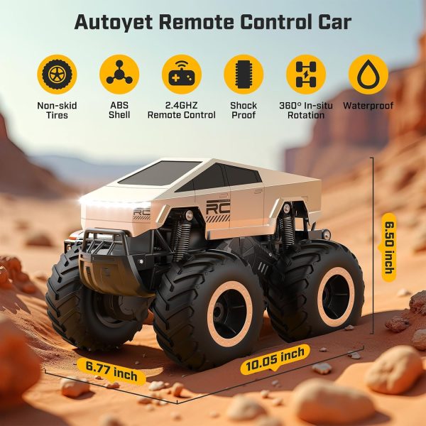 Cybertruck RC Car Kids Toys for Ages 5+, Remote Control Waterproofing Monster Truck, Amphibious 4WD All Terrain Off-Road Pickup, 1:16 Scale, 2.4GHZ Vehicles, Boys 2025 Christmas Kids Birthday Gift - Image 6