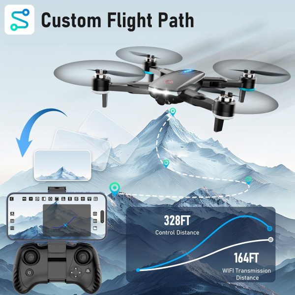 Drone with Camera, Mini Drone for Kids with 1080P HD FPV Camera, Brushless Motor, One Key Take Off/Land, Optical Flow Positioning, 360°Flip, Waypoint Fly, Gestures Selfie, 3 Speeds, 2 Batteries, Toys for Beginners - Image 7