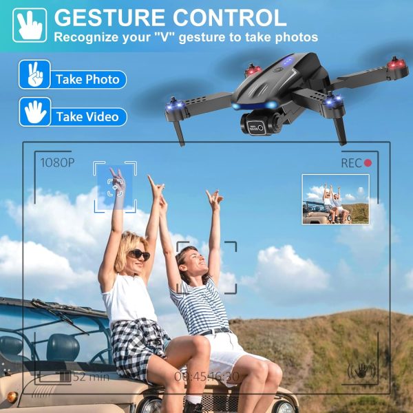 Drone with Camera 1080P HD for Kids Adults, Foldable FPV Mini Drone with 2 Batteries, One Key Take Off/Land, Altitude Hold, Headless Mode, Gravity Control, Gestures Selfie, 360°Flip, 3 Speed Mode, Waypoint Fly - Image 4