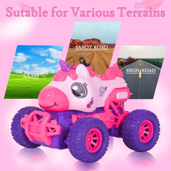 Unicorn Remote Control Cars for Kids, Remote Control Monster Truck Unicorn Toy, RC Monster Truck Unicorn Car with Spray LED Light, Unicorns Gift Toy for Girls Boys 8-12 Kids - Image 3