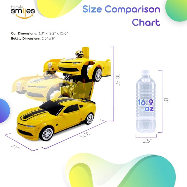 Kids Transforming Robot RC Car Toys for Boys 8-13 Remote Control Gift Yellow - Image 3