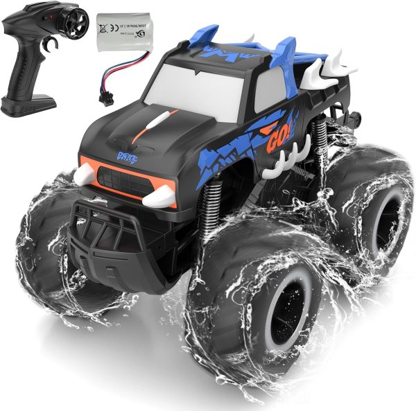 RC Monster Truck 1:16, Electric RC Car RC Monster Car 4WD Rock Crawler Scale Remote Control Truck Toy Cars,Waterproof&Dustproof Electric Vehicle Toys Car for Ages 6-12 (Blue) - Image 2