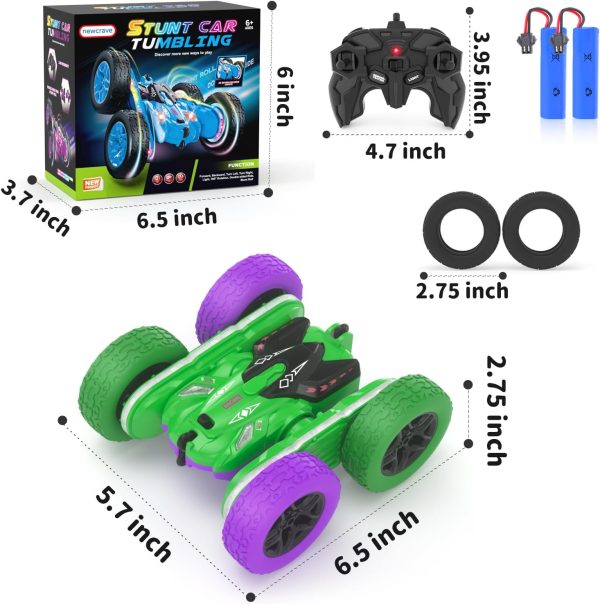 Remote Control Car, RC Cars, RC Stunt Car Toys with New Upgraded Strip Light & Headlight, RC Cars for Boy Girl Gifts with 2.4Ghz, 600mAh, 4WD, 90 Min Playtime, 360° Rotating, Double Sided - Image 10