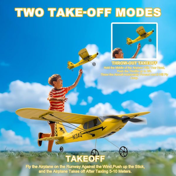 28℃ RC Plane 3 Channel Remote Control Airplane Trainer Airplane Sport Cub S2 with Propeller Saver&Xpilot Stabilization System,One-Key U-Turn Easy to Fly for Kids & Adults, Yellow (761-14 RTF) - Image 8