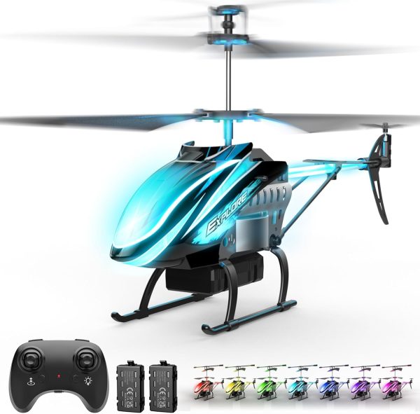 RC Helicopter Remote Control Helicopter for Kids Indoor Play 7+1 LED Light Modes, 30Mins Flight, Upgraded Gyro Stabilizer, Auto Hover, 3.5 Channel, One Key Start/Land, Auto Rotation, Circle Fly, Blue - Image 2