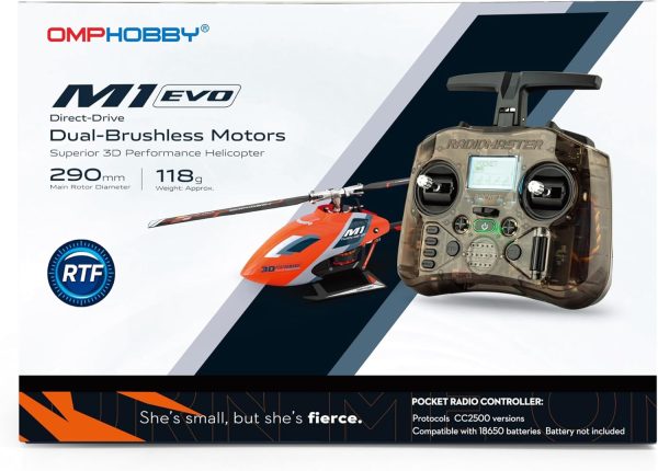 OMPHOBBY M1 EVO RTF Helicopter, Dual Brushless Motors 6CH Direct-Drive Mini RC Helicopters for Adults, 3D Flight Heli with Pocket Remote Control, OMP M1 Upgraded Version Ready to Fly Red - Image 11