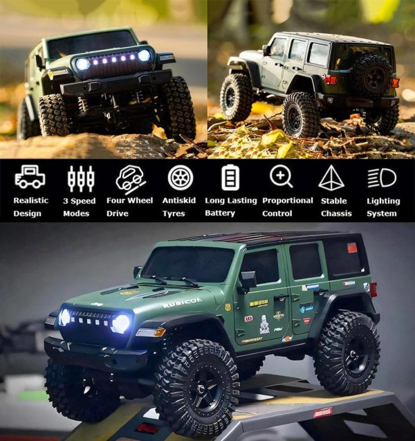 1/18 RC Crawler RC Jeep Remote Control Truck Off Road RC Rock Crawler 4x4 RTR All Terrain 370 Brushed Motor 2.4GHz Fully Proportional 3 Range Speed Upgrade Chassis Model Hobby Toy for Adult - Image 6