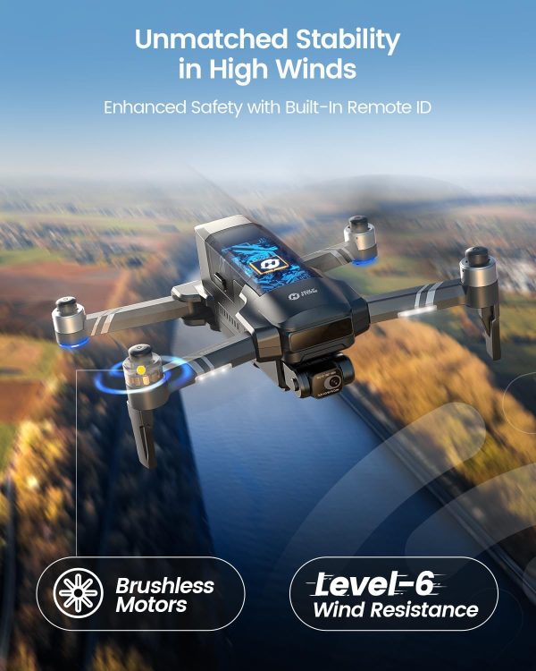 Holy Stone HS600 2-Axis Gimbal Drones with Camera for Adults 4K EIS, Integrated Remote ID, 10000 FT Range Transmission, GPS Drone with Brushless Motors, 4K/30FPS, Follow Me, Level 6 Wind Resistance - Image 4