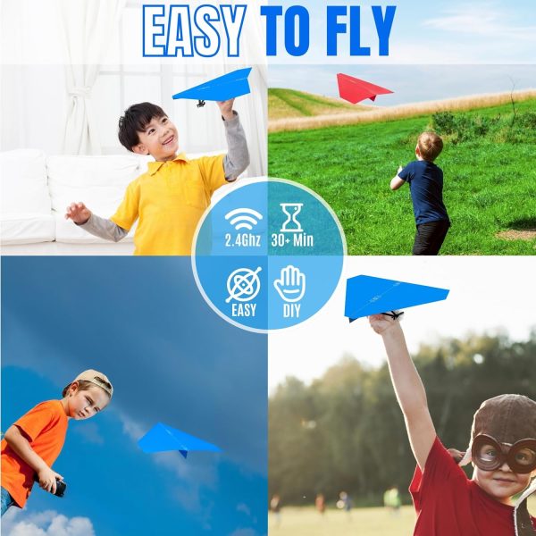 RC Paper Plane, Remote Control DIY Airplane Kit with Colored Paper, Super Easy Fly Toy for Kids STEM KIT (Birdy-X 2.0) - Image 3