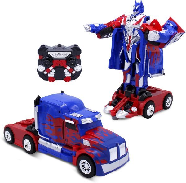 Kids Transforming Robot RC Truck Toys for Boys 8-13 Remote Control Car Gift Blue - Image 2