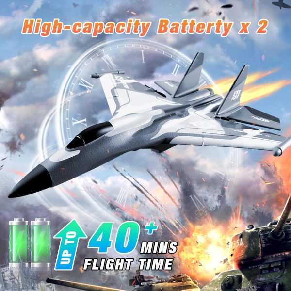 3CH RC Airplane, RC Plane with Night Light, 2.4GHz F-22 Remote Control Airplane with 6-axis Gyro Stabilizer Easy to Fly Fighter Aircraft for Adults Kids Beginners Boys - Image 3