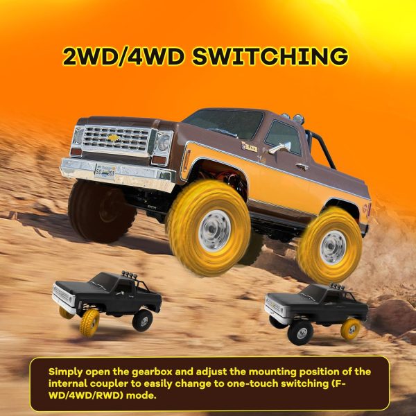 FCX10 FMS 1/10 K5 RC Crawler Chevy Blazer Officially Licensed, RC Pick Up Truck & SUV, 2.4GHZ 11CH Remote Control Car with Two-Speed Transmission for Adults (Orange) - Image 6