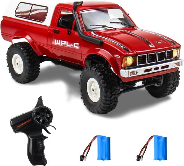 RC Crawler 1/16 Scale RC Rock Crawler, WPL C24 All Terrain RC Car RTR 4x4 Off-Road Remote Control Trucks with LED Lights and Two Batteries for Kids and Adults - Image 2