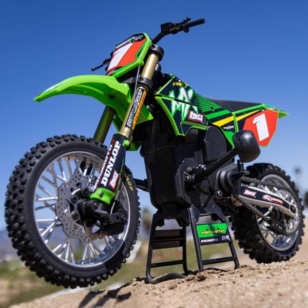 Losi RC Motorcycle Promoto-MX 1/4 Motorcycle Ready-to-Run Combo Includes Battery and Charger Pro Circuit LOS06002 Green - Image 8