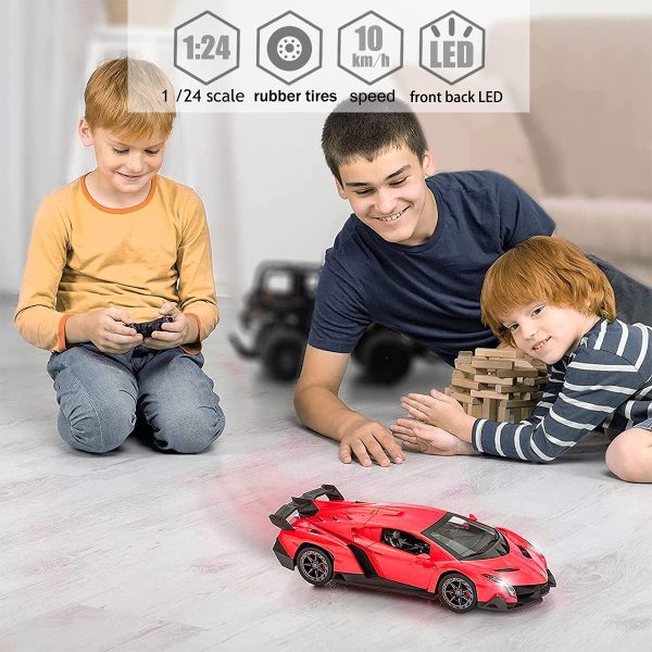 QUN FENG Remote Control RC CAR Racing Cars Compatible with Lamborghini Veneno Officially Licensed 1:24 Toy RC Cars Model Vehicle for Boys 6,7,8 Years Old,red - Image 6