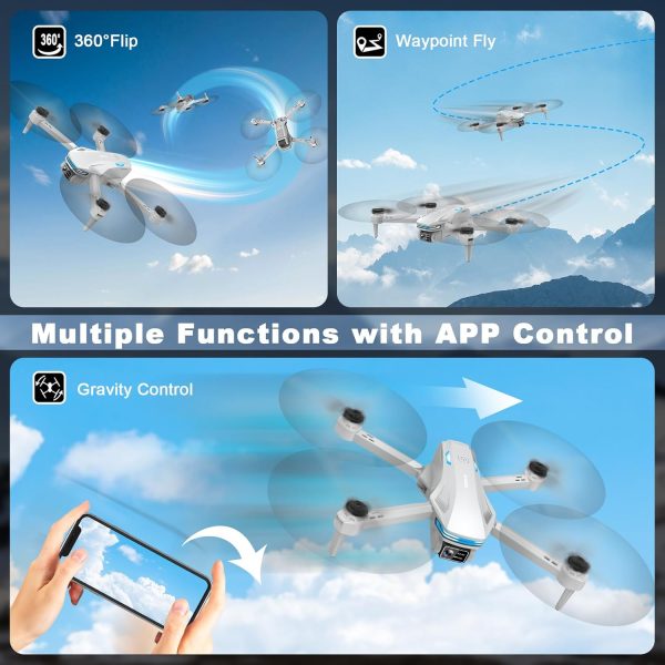 Drone with Camera for Adults, 1080P FPV Drones for Beginners with Upgrade Altitude Hold, Voice Control, Gestures Selfie, 90° Adjustable Lens, 3D Flips, 2 Batteries - Image 6