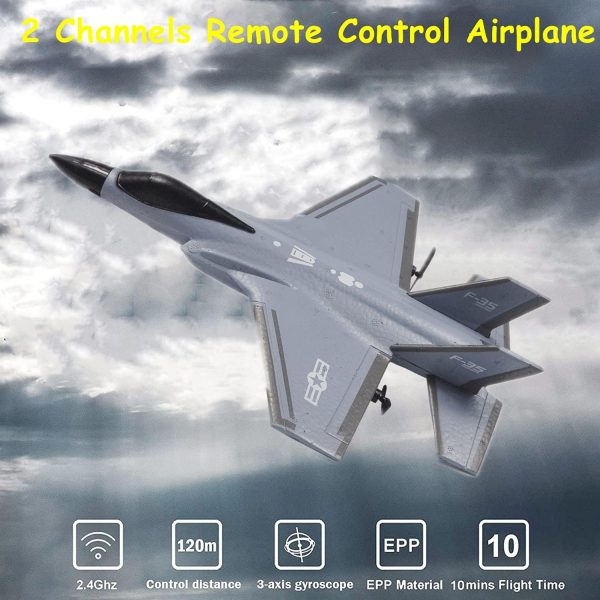 RC Airplane,2 Channels RC Plane Ready to Fly,2.4Ghz Remote Control Airplane F35,Easy to Control and Durable Remote Control Plane for Kids Beginner - Image 3